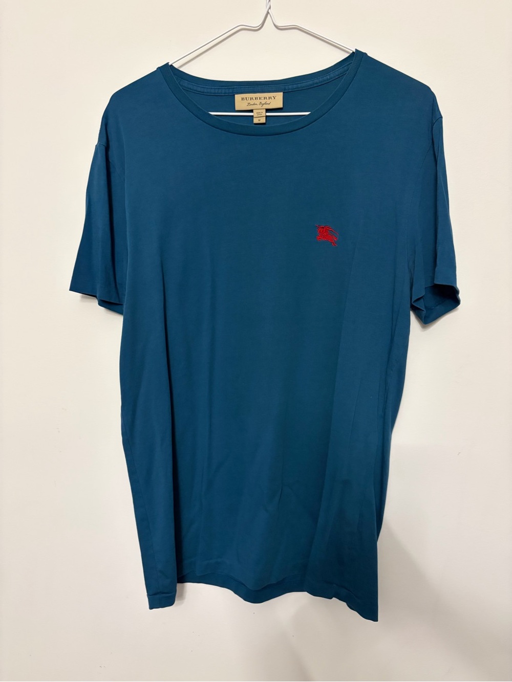 Burberry Equestrian Knight Design Cotton T-Shirt Men's Blue Medium